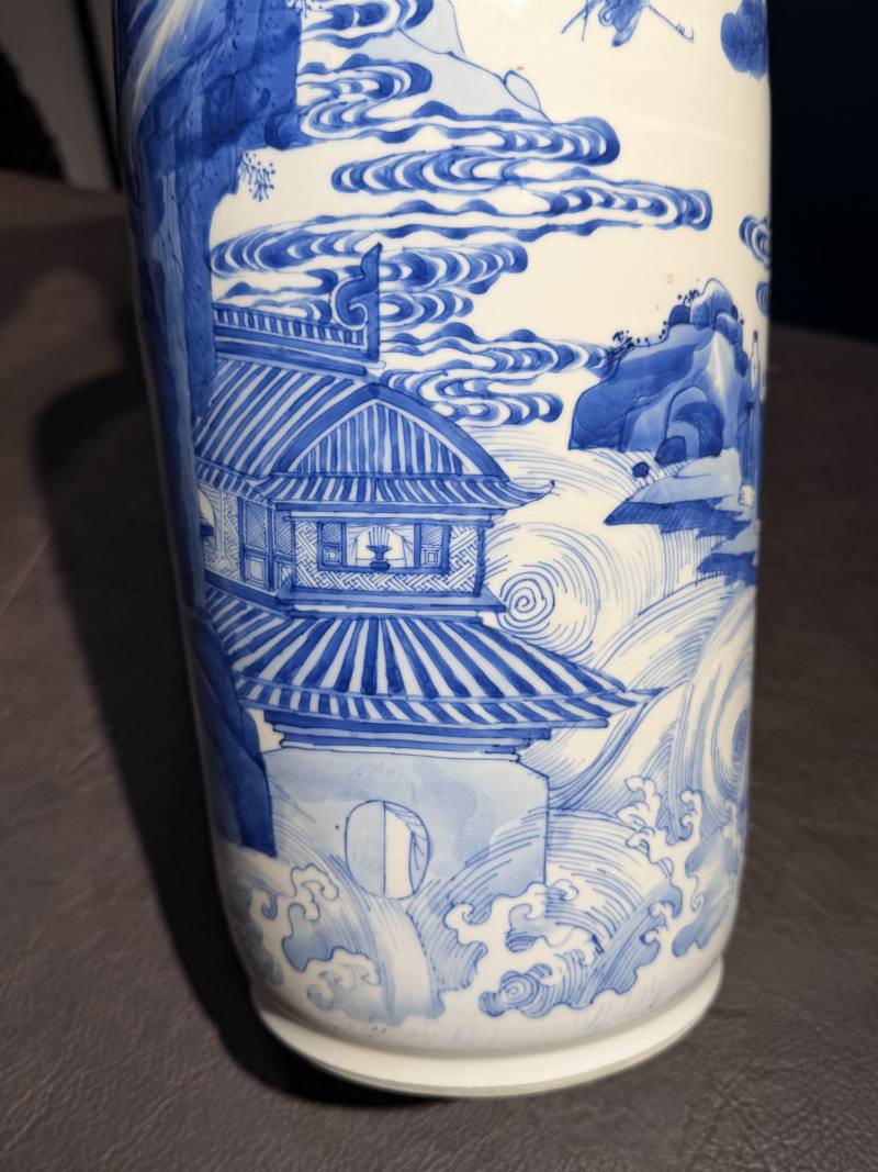 清康熙 青花“海屋添筹”图棒槌瓶 - 图7