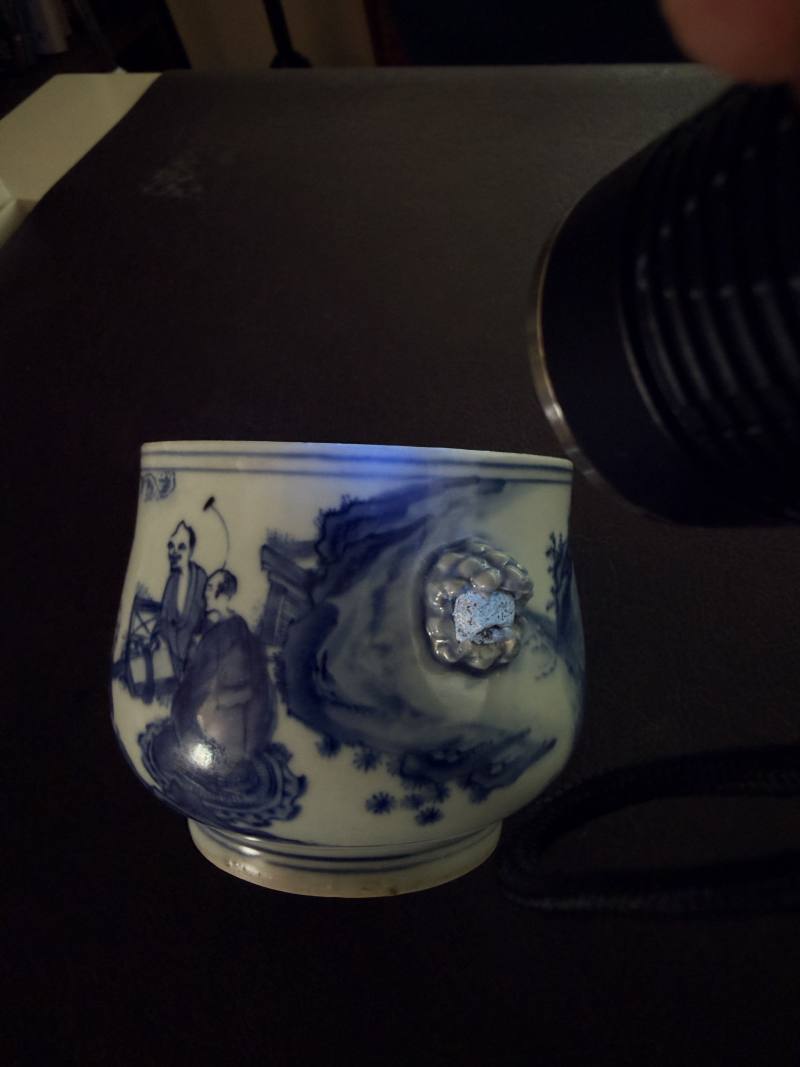 明崇祯 青花罗汉图狮耳炉 - 图19