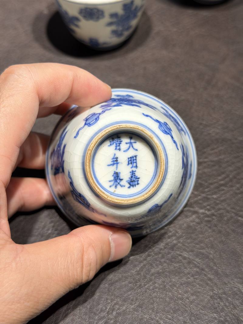 清康熙 青花清供图茶杯（一组六件） - 图18