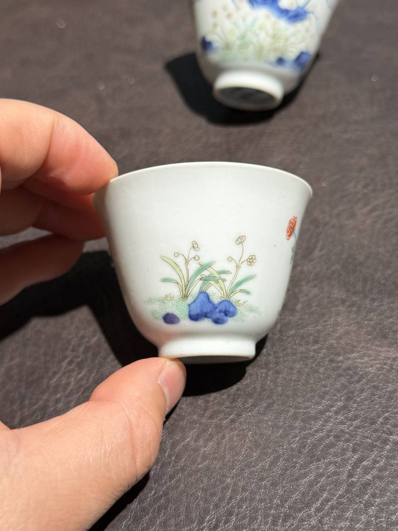 清康熙 斗彩花神杯一对 - 图6