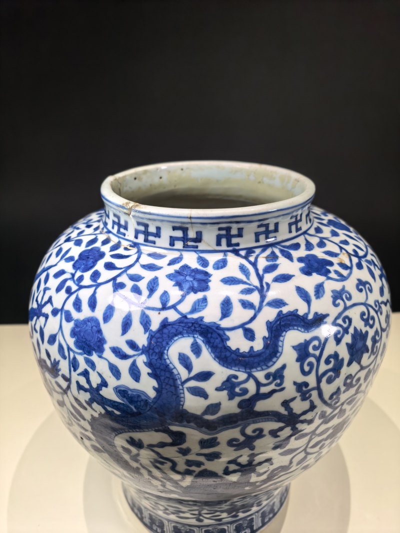 明嘉靖 青花龙纹罐 - 图8