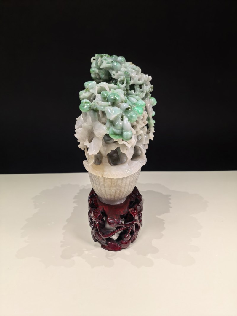 19-20世纪 翡翠百花花篮摆件 - 图5