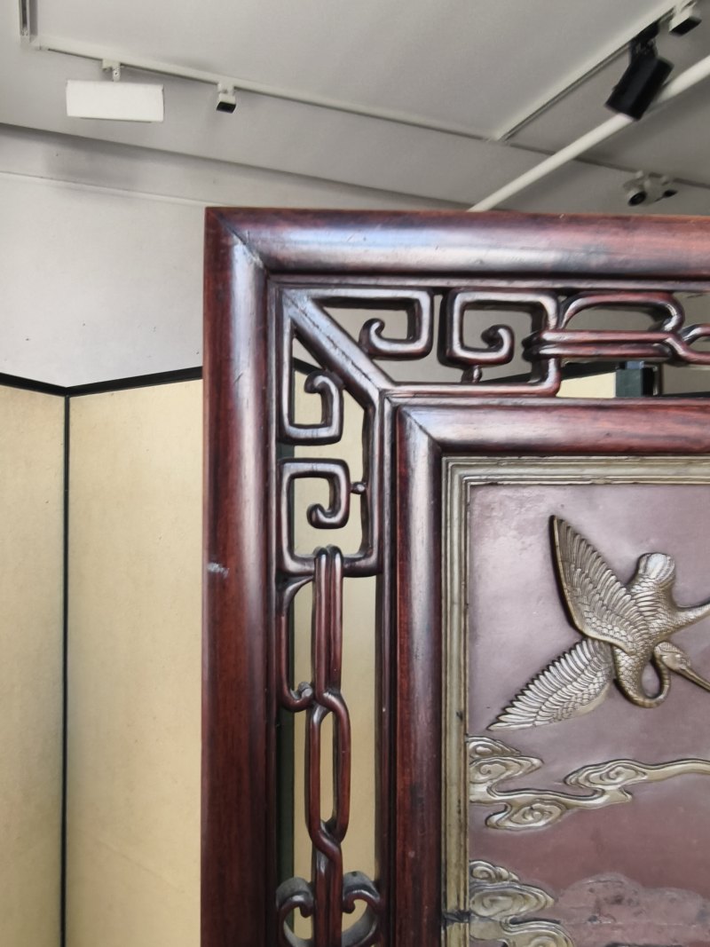A fine carved Duan stone panel mounted as table screen - 图27