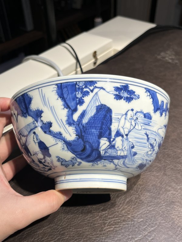 明嘉靖 青花“渔家乐”人物故事图碗 - 图10