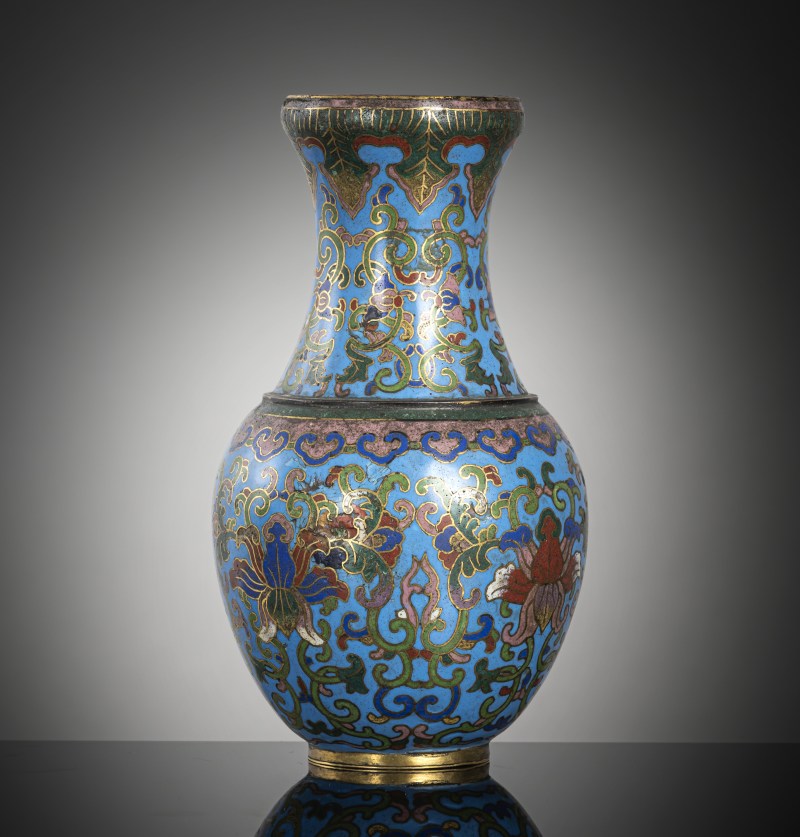 A small cloisonné-enamelled lotus vase - 图3