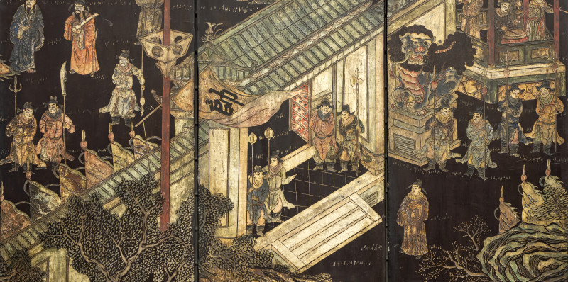 A large twelve-panel coromandel lacquer screen - 图9