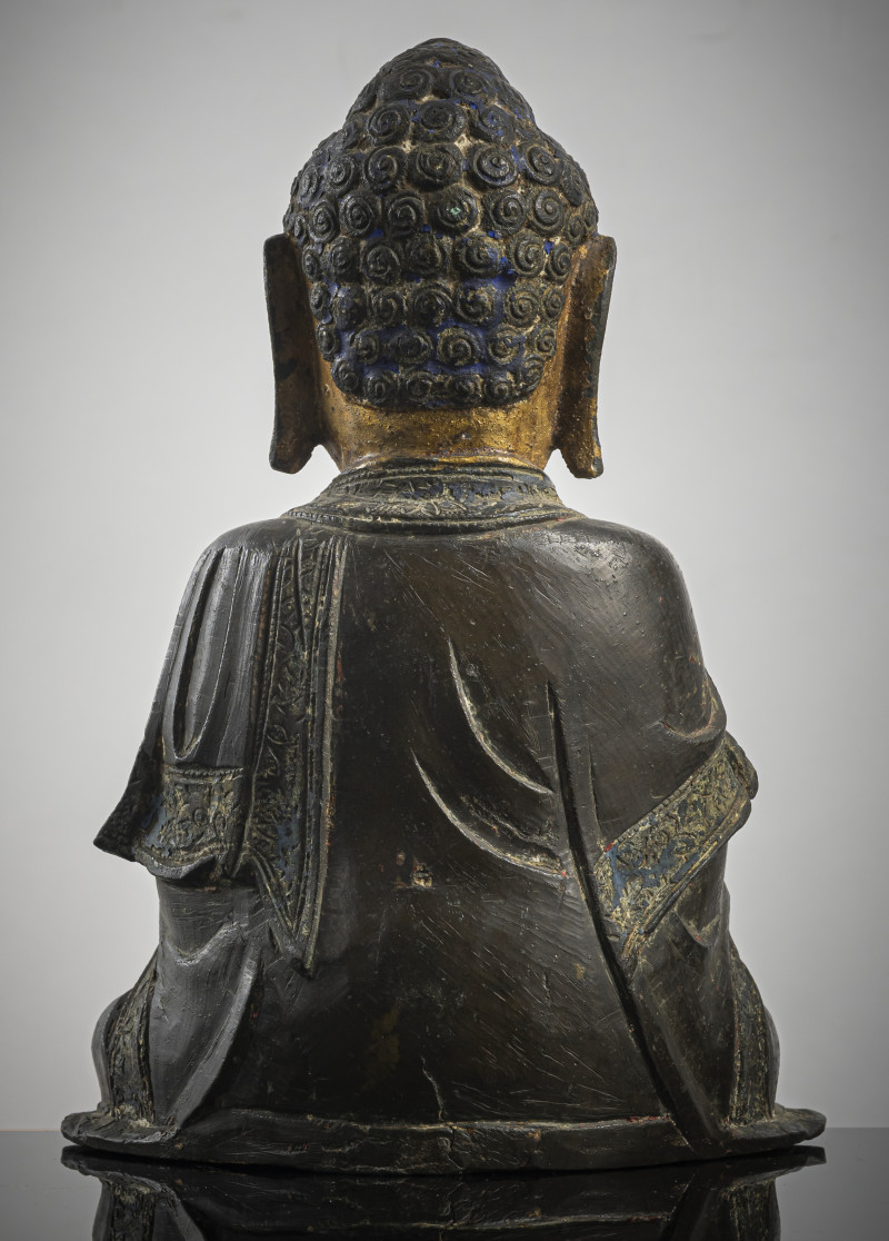 A part-gilt bronze of Buddha Shakyamuni in the meditation seat - 图2