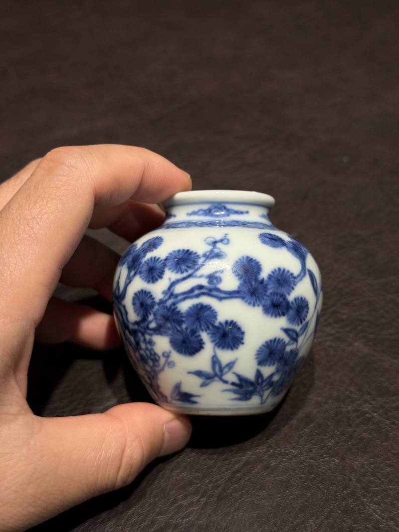 清雍正 青花岁寒三友图小太白罐 - 图11