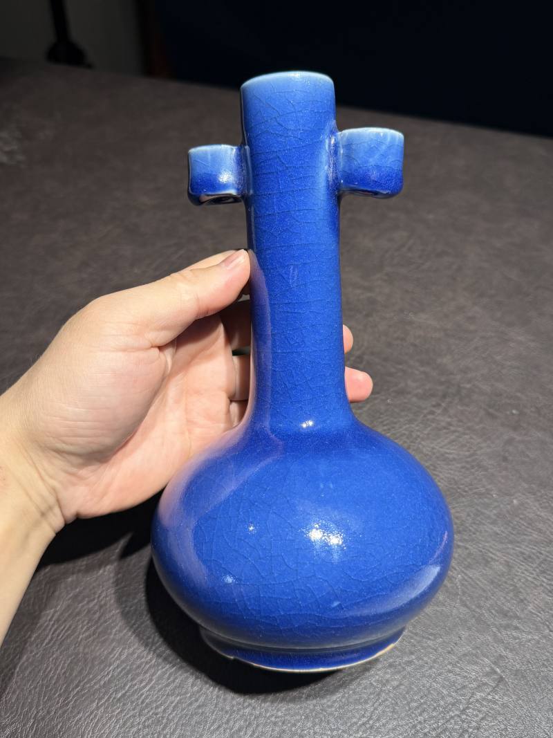 清康熙 宝石蓝釉投壶 - 图5