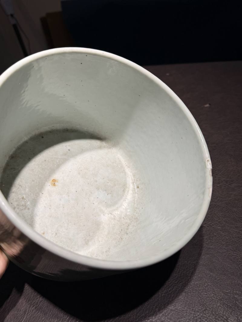 清康熙 “两铭轩”青釉釉下三彩魁星点斗诗文笔海 - 图14