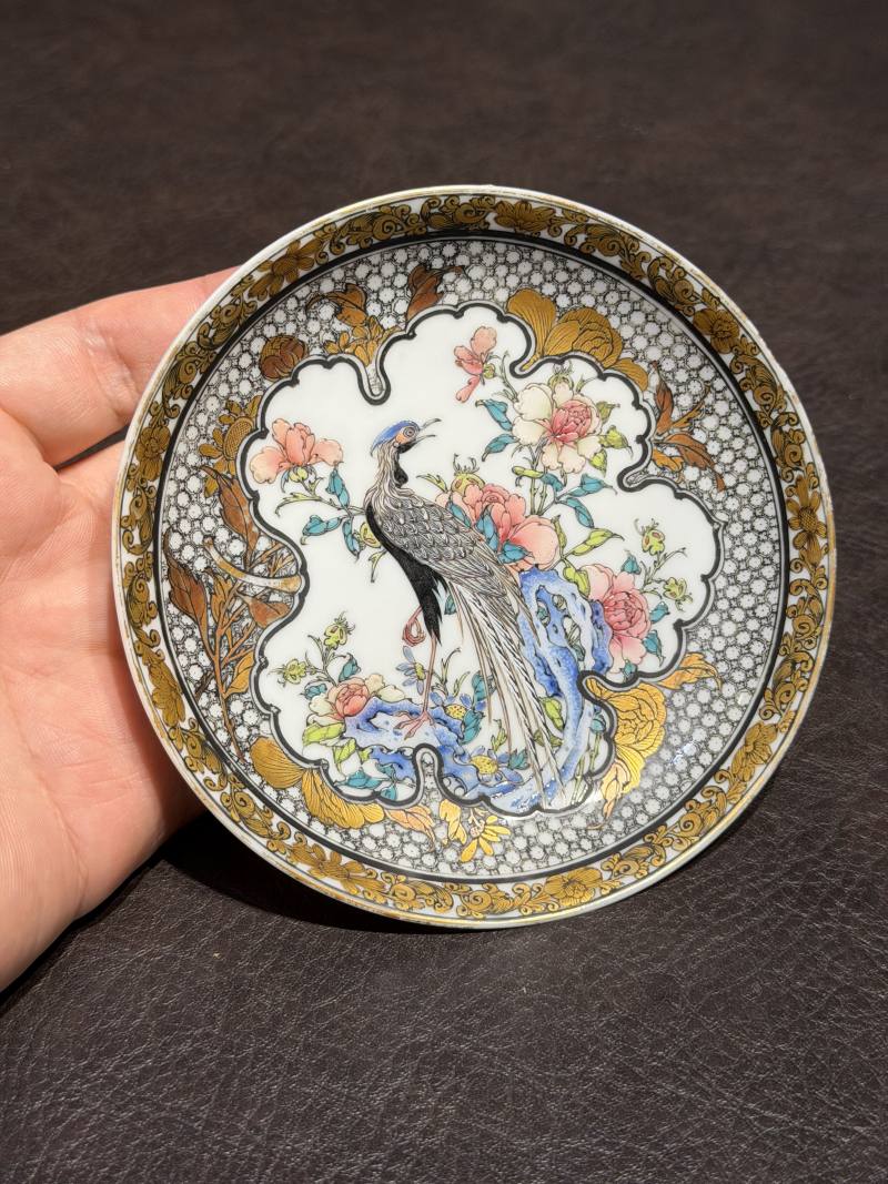 清雍正 广彩花鸟图杯碟一套 - 图18