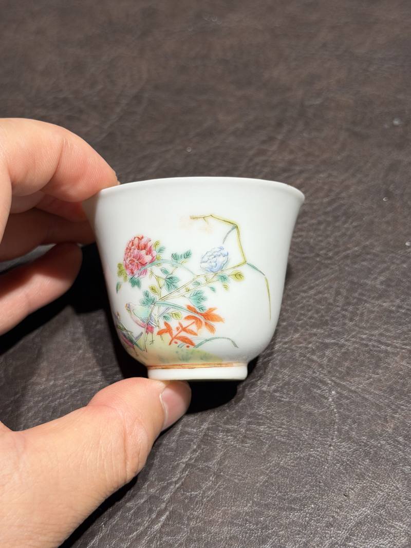 清光绪 粉彩花鸟纹杯 - 图5