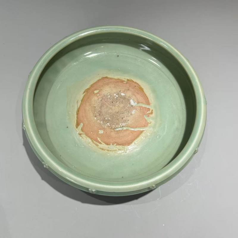 明代 龙泉窑梅子青釉梅花鼓钉洗炉 - 图9