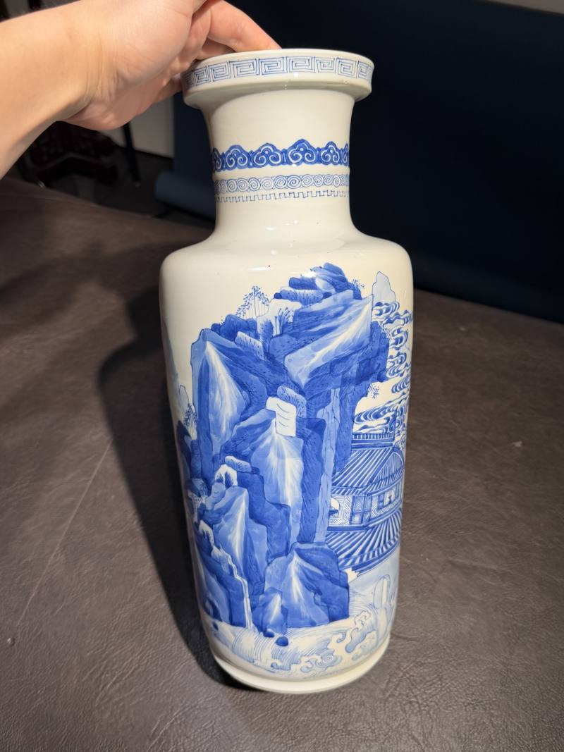 清康熙 青花“海屋添筹”图棒槌瓶 - 图8