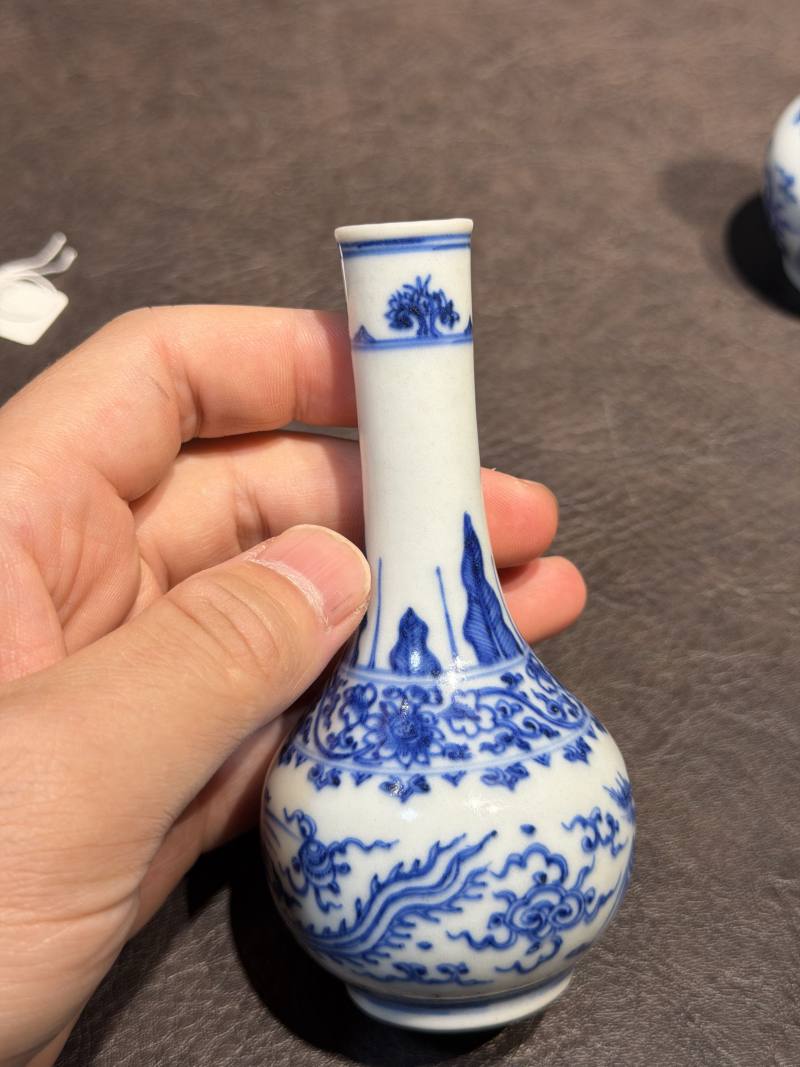 清康熙 青花双凤纹胆瓶、蒜头瓶 - 图20