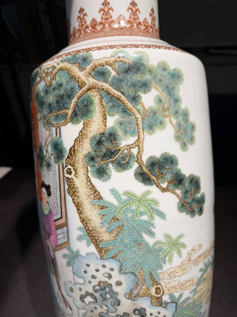民国 粉彩“华山题诗”大棒槌瓶 - 图18