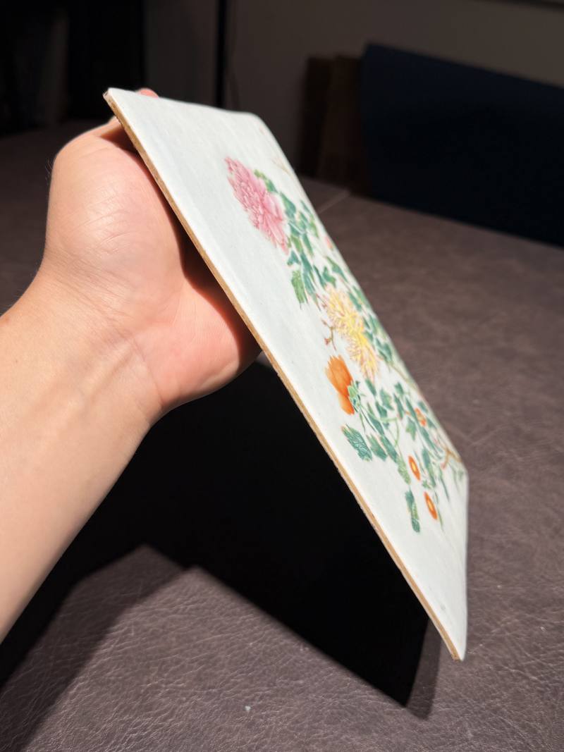 清乾隆 粉彩花卉纹砚屏 - 图13