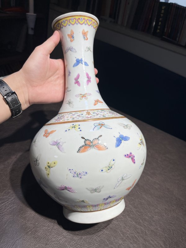 清光绪 粉彩百蝶纹赏瓶 - 图8