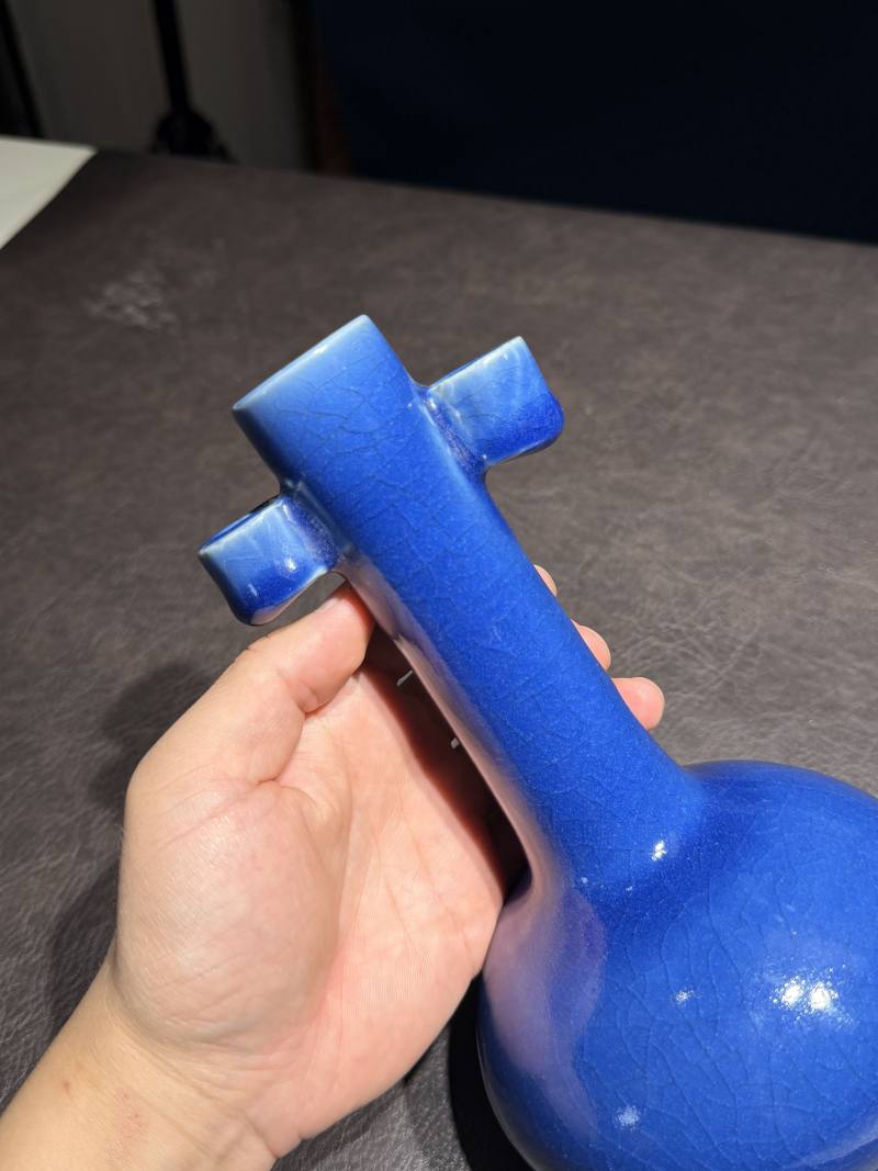清康熙 宝石蓝釉投壶 - 图6