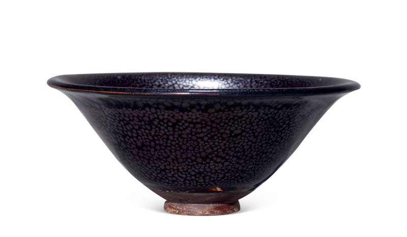 明代 黑釉银油滴茶海 - 图2