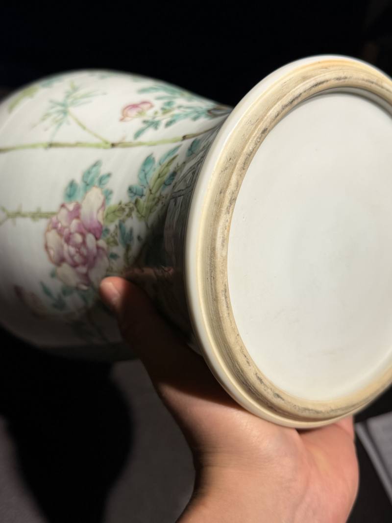 民国 粉彩山石花鸟纹观音尊 - 图16