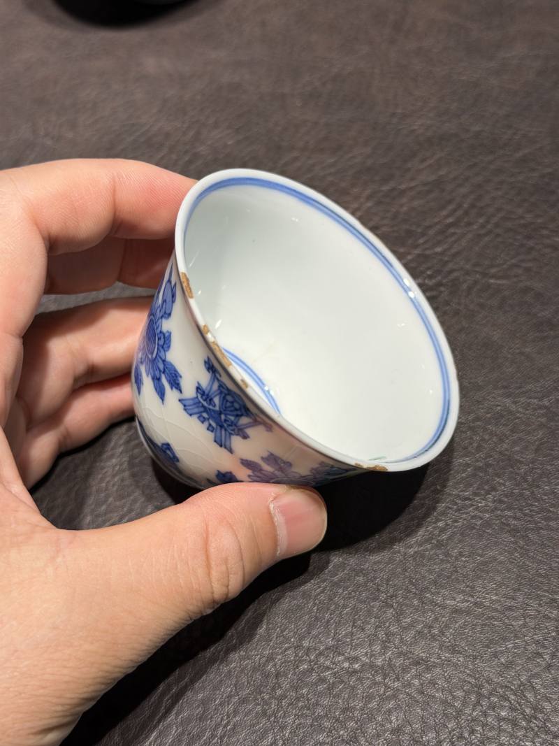 清康熙 青花清供图茶杯（一组六件） - 图20