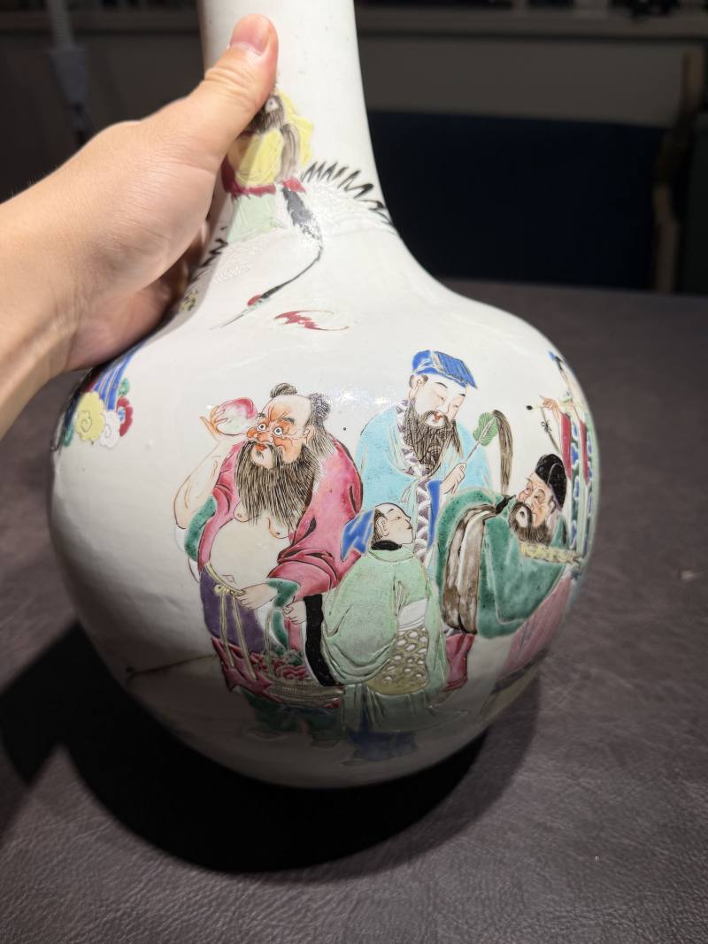 清雍正 粉彩八仙祝寿图天球瓶 - 图7
