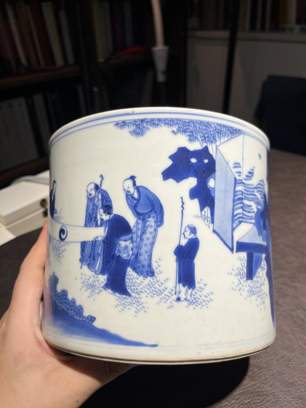 明崇祯 青花“五老观太极”笔海 - 图10