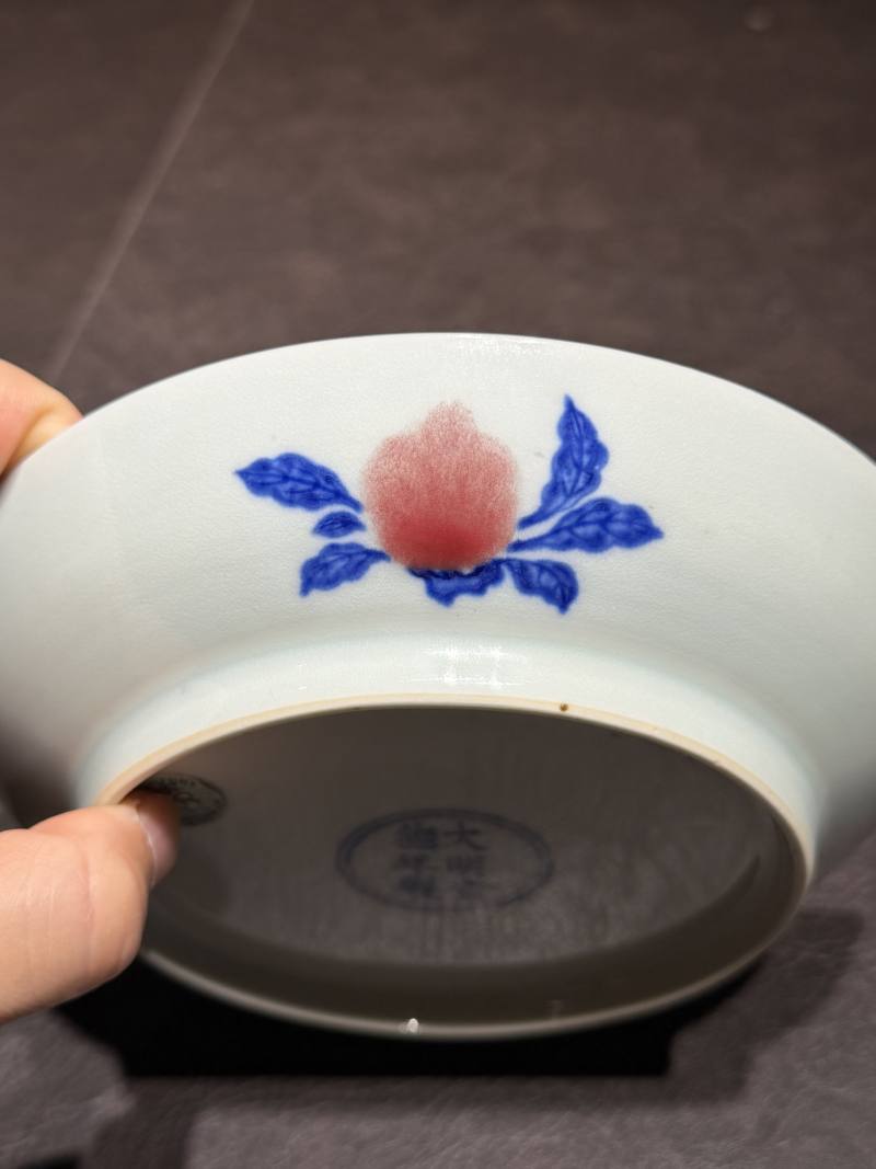清雍正 安窑青花釉里红瑞果纹盘 - 图20