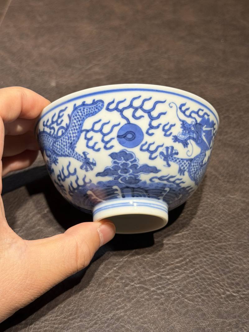 清光绪 青花双龙赶珠纹茶圆 - 图8