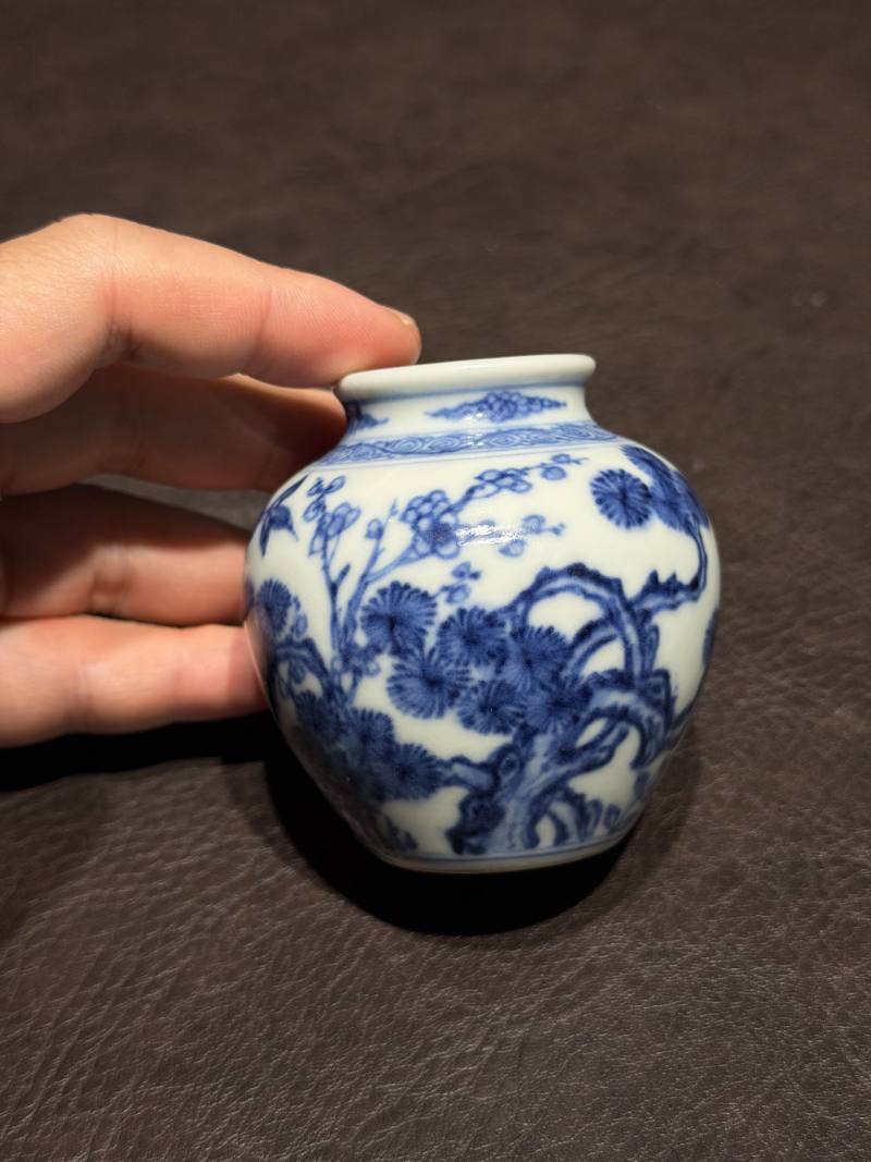 清雍正 青花岁寒三友图小太白罐 - 图13