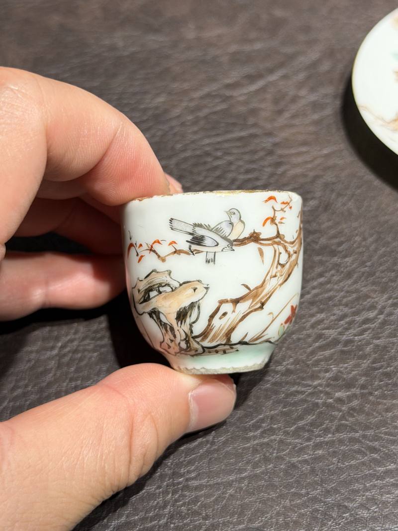 清乾隆 粉彩花鸟纹茶具一套25件 - 图12