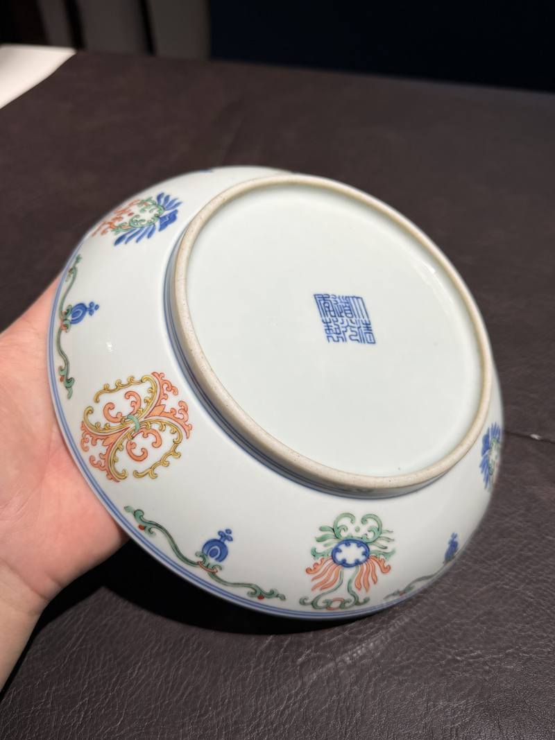 清道光 斗彩忍冬纹盘 - 图10