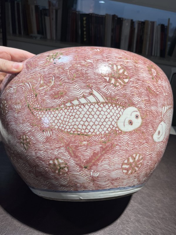 18世纪 青花釉里红鱼藻纹大缸 - 图17