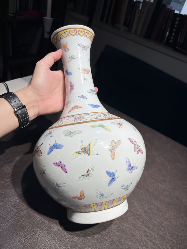 清光绪 粉彩百蝶纹赏瓶 - 图9