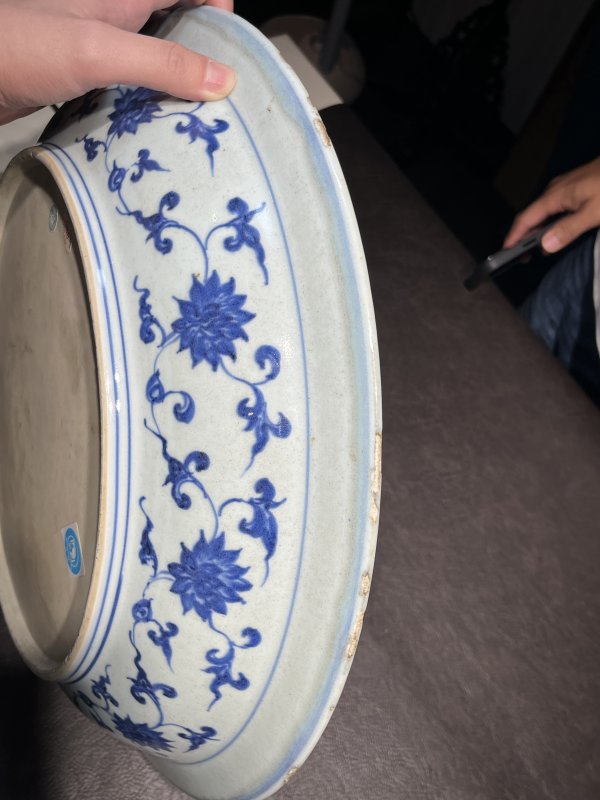 清雍正 仿永乐青花缠枝莲纹折沿大盘 - 图33
