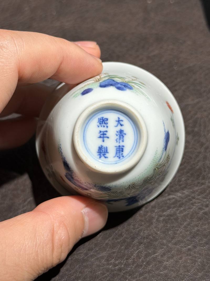 清康熙 斗彩花神杯一对 - 图9