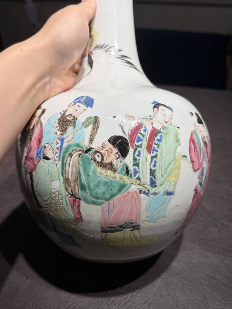 清雍正 粉彩八仙祝寿图天球瓶 - 图8