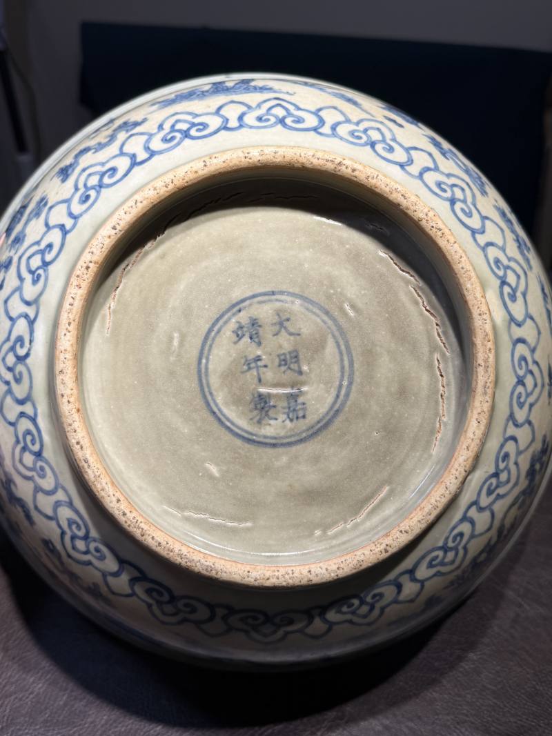 明嘉靖 青花庭院高仕图大碗 - 图25