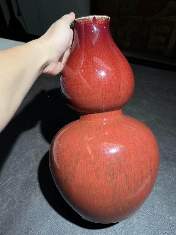 清乾隆 钧红釉葫芦瓶 - 图3