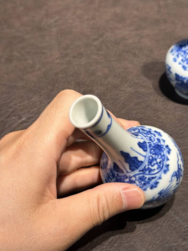 清康熙 青花双凤纹胆瓶、蒜头瓶 - 图22