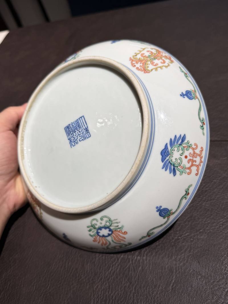 清道光 斗彩忍冬纹盘 - 图11