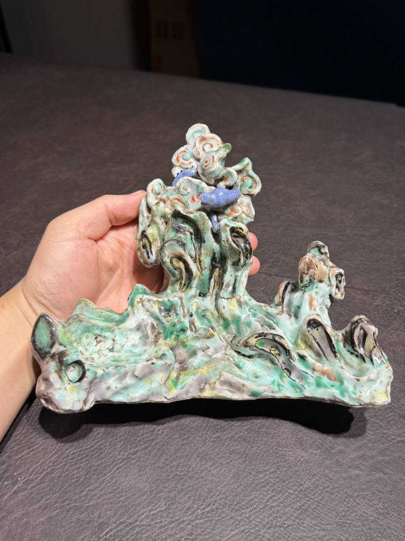 清康熙 粉彩福山寿海笔山 - 图3