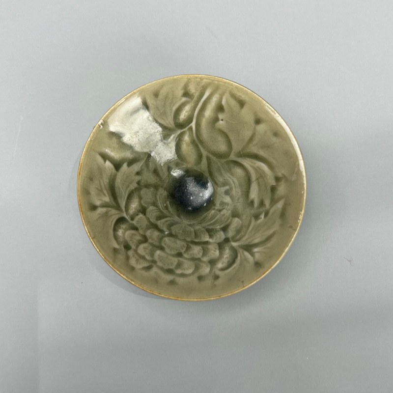 明代 青釉剔花斗笠盏 - 图11
