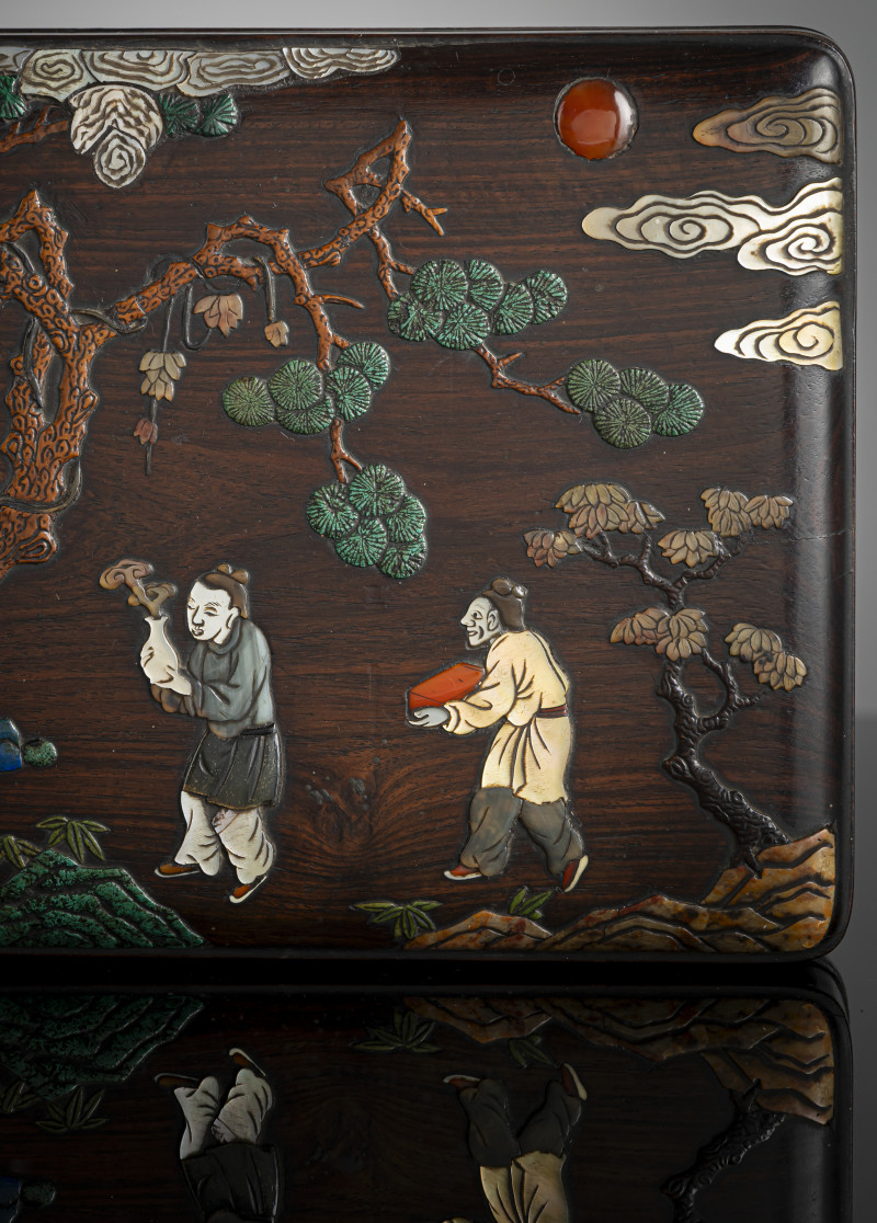 Fine inlaid Zitan box and cover - 图3