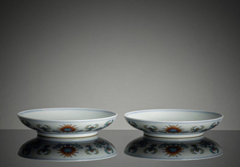 A pair of fine and rare imperial 'double lotus'' doucai' dishes - 图5