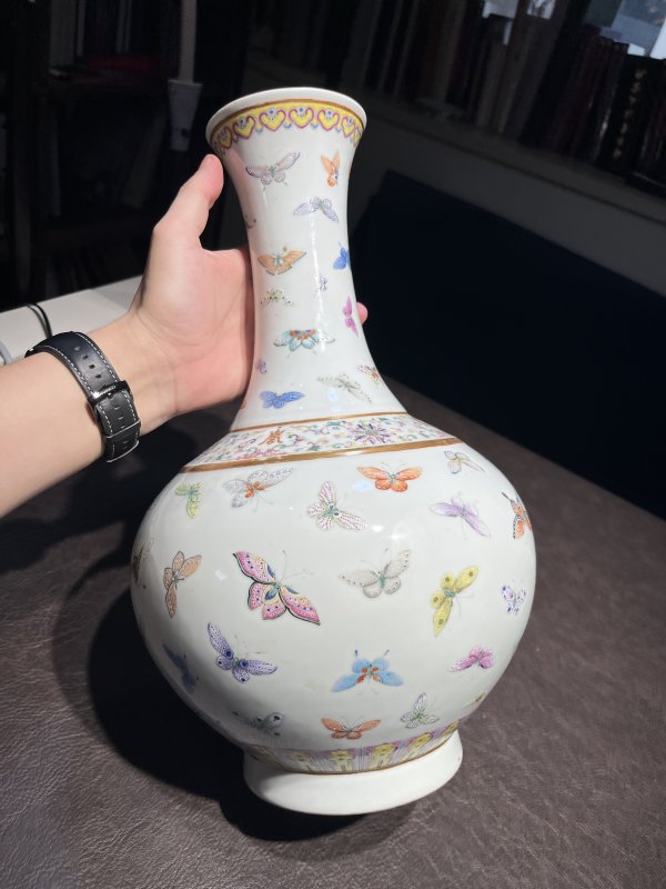 清光绪 粉彩百蝶纹赏瓶 - 图10