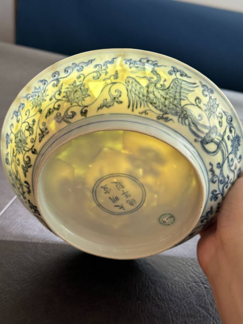 明宣德 青花内祥云外夔凤穿花内云纹盘 - 图19