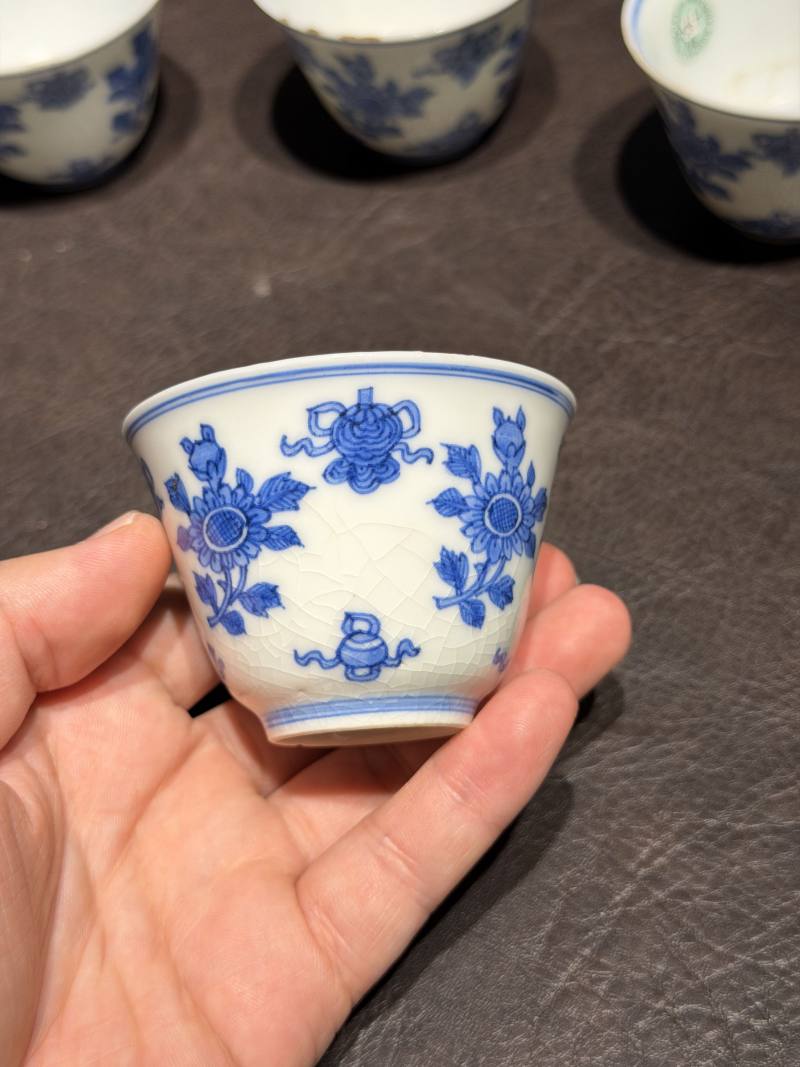 清康熙 青花清供图茶杯（一组六件） - 图22