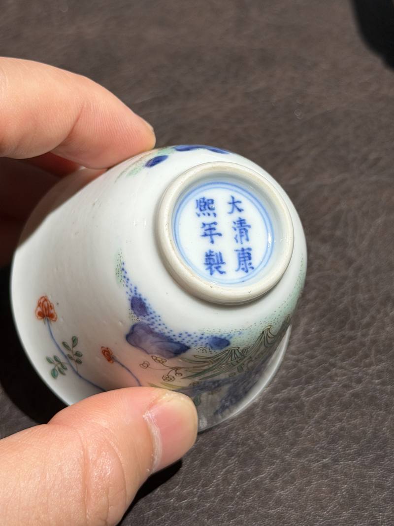 清康熙 斗彩花神杯一对 - 图10
